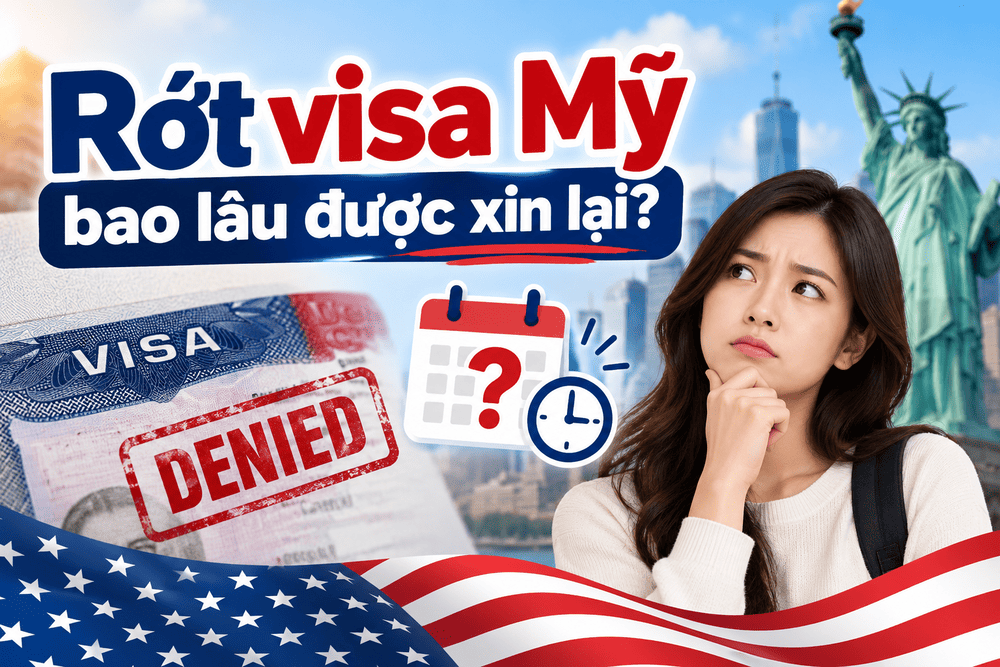 Rớt visa Mỹ bao lâu được xin lại? Tìm hiểu thời gian xin lại visa Mỹ B1/B2 và cách chuẩn bị hồ sơ sau khi bị từ chối.